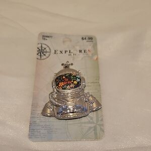 Silver Astronaut Charm with Floral Helmet